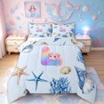 thumbnail image 1 of meiyoeat Axolotl Rainbow Letter L Full Size Comforter Sets for Girls, Kawaii Ocean Sea Life Bedding Comforter Set, Blue, Star Reversible, 3-Piece, 1 Comforter and 2 Pillowcases, 1 of 6