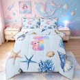 thumbnail image 1 of meiyoeat Axolotl Rainbow Letter T Full Size Comforter Sets for Girls, Kawaii Ocean Sea Life Bedding Comforter Set, Blue, Star Reversible, 3 Pieces, 1 Comforter and 2 Pillowcases, 1 of 6