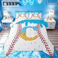 thumbnail image 1 of meiyoeat Baseball Letter C Full Size Comforter Sets for Boys, Kawaii Ice Cream Drip Bedding Comforter Set, Blue Yellow, Polkadot Reversible, 3pcs, 1 Comforter and 2 Pillowcases, 1 of 6