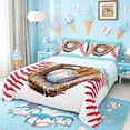 thumbnail image 1 of meiyoeat Baseball Sport Gloves Bed Sheets For Boys,Blue Ice Cream Drip Full Size Sheets For Kids,4-Piece, 1 of 6