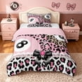 thumbnail image 1 of meiyoeat Billiards Lucky 8 Twin Comforter Sets for Girls, Bow Pearl Pink Leopard Print Bedding Set, Pink Reversible, 2 Pieces, 1 Comforter and 1 Pillowcase, 1 of 6