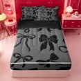 thumbnail image 1 of meiyoeat Black Bow Zipper Full Size Comforter Sets with Fitted Sheet and 2 Pillowcases For Girls,Cute Coquette Bowknot Zipper Bedding Set For Kids,Black Reversible,4-Piece, 1 of 7