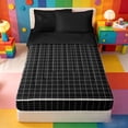 thumbnail image 1 of meiyoeat Black Checkered Grid Zipper Full Size Comforter Sets with Fitted Sheet and 2 Pillowcases For Kids,Modern Geometric Print Zipper Bedding Set For Adults,Black Reversible,4 Pieces, 1 of 7