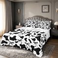thumbnail image 1 of meiyoeat Black Cow Print Bed Sheets,Princess Ribbon Bows Full Size Sheets,4-Piece1 Flat Sheet, 1 Fitted Sheet and 2 Pillowcases, 1 of 6