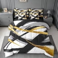 thumbnail image 1 of meiyoeat Black Gold Graffiti 7-Piece King Bedding For Kids,Modern Abstract Geometric King Bed in a Bag For Adults,Black Reversible, 1 of 7
