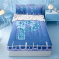thumbnail image 1 of meiyoeat Bling Bowknot Monogram P Zipper Full Size Comforter Sets With Fitted Sheet And 2 Pillowcases,Blue Cream Drip Initial Theme Zipper Bedding Set For Girl,Colorful Stars Reversible,4 Pieces, 1 of 7