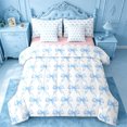 thumbnail image 1 of meiyoeat Blue Bowknot 7Pcs Queen Bedding For Kids Girls,Cute Ribbon Bows Bedding Comforter Set Queen For Bowtie Lovers,Reversible, 1 of 7