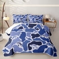 thumbnail image 1 of meiyoeat Blue Camouflage Shark Ocean Wildlife Bed Spread Queen for Boys Girls, Underwater Marine Animal Fishing Queen Coverlet Set, 3-Piece, 1 of 7