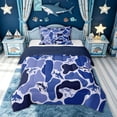 thumbnail image 1 of meiyoeat Blue Camouflage Shark Ocean Wildlife Twin Comforter Sets for Boys Girls, Underwater Marine Animal Fishing Bedding Set, Blue Reversible, 2-Piece, 1 Comforter and 1 Pillowcase, 1 of 6