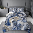thumbnail image 1 of meiyoeat Blue Gold Marble King Size Comforter Sets For Kids,Fluid Swirl Design Comforters King Size For Adults,Light Gray Reversible,3-Piece, 1 of 7