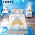 thumbnail image 1 of meiyoeat Blue Ice Cream Drip Zipper Full Size Comforter Sets with Fitted Sheet and 2 Pillowcases for Boys Girls, Baseball Monogrammed A Zipper Bedding Set, Polkadot Reversible, 4pcs, 1 of 6