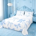 thumbnail image 1 of meiyoeat Blue Lovely Bow Bed Sheets For Girls,Dreamy Princess Bowknot Full Size Sheets For Kids,4-Piece, 1 of 6