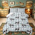 thumbnail image 1 of meiyoeat Blue Plaid Farm Cow Full Size Comforter Sets,Cute Animal Print Bedding Comforter Set For Girl,Reversible,3-Piece,1 Comforter and 2 Pillowcases, 1 of 7