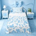 thumbnail image 1 of meiyoeat Blue Ribbon Bow Twin Sheets,Cute Cow Print Bedding For Girl,3-Piece,1 Fitted Sheet and 1 Pillowcase, 1 of 6
