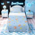 thumbnail image 1 of meiyoeat Blue Softball Bow Twin Sheets for Girls, Cute Ball Glove Print Bedding, 3-Piece, 1 Flat Sheet, 1 Fitted Sheet and 1 Pillowcase, 1 of 5