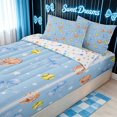 thumbnail image 1 of meiyoeat Blue Softball Bow Zipper Twin Comforter Sets with Fitted Sheet and 2 Pillowcases for Girls, Cute Ball Glove Print Zipper Bedding Set, Star Reversible, 4-Piece, 1 of 7