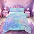 thumbnail image 1 of meiyoeat Blue Swirl Background Full Size Comforter Sets,Iridescent Abstract Print Bedding Comforter Set For Girl,Reversible,3pcs,1 Comforter and 2 Pillowcases, 1 of 7