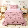 thumbnail image 1 of meiyoeat Blush Pink Dinosaur Line Art Twin Comforter Sets for Girls, Prehistoric Animal Bedding Set, Pink Reversible, 2pcs, 1 Comforter and 1 Pillowcase, 1 of 6