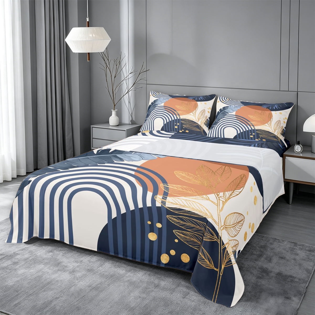 meiyoeat Bohemian Exotic Style Queen Sheets For Girls,Tropical Abstract Art Queen Sheet Sets,4 Pieces