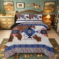 thumbnail image 1 of meiyoeat Boho Cowhide Full Size Comforter Sets For Boys,Tribal Pattern Bedding Comforter Set,Black Reversible,3-Piece,1 Comforter and 2 Pillowcases, 1 of 7