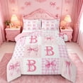 thumbnail image 1 of meiyoeat Bow Monogram B Full Size Comforter Sets For Girls,Kids Pink Coquette Bowtie Bedding Comforter Set,Pink Reversible,3 Pieces, 1 of 7