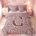 thumbnail image 1 of meiyoeat Bow Tie Leopard Initial C 7 Pieces Full Size Bedding Sets For Girls,Pink Print Monogram Art Full Size Bed in a Bag,Pink Reversible, 1 of 7