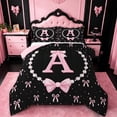 thumbnail image 1 of meiyoeat Bowknot Letter Print A Full Size Comforter Sets For Girls,Girly Pink Bow Bedding Comforter Set For Kids,Pink Reversible,3pcs, 1 of 7