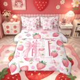 thumbnail image 1 of meiyoeat Bowknot Letter Twin Bedding for Kids, Fruit Strawberry Bedding Comforter Set, Pink, Pink Reversible, 7pcs, 1 of 6