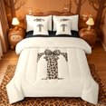 thumbnail image 1 of meiyoeat Bowknot Print Letter 7Pcs Queen Bedding,Cheetah Monogram Art T Bedding Comforter Set Queen,Black Reversible, 1 of 7