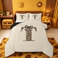 thumbnail image 1 of meiyoeat Bowknot Print Letter Queen Comforter Set,Cheetah Monogram Art T Comforter Sets Queen,Black Reversible,3-Piece,1 Comforter And 2 Pillowcases, 1 of 7