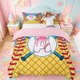thumbnail image 1 of meiyoeat Boys Baseball Ball Games Duvet Cover Set,Watercolor Ice Cream Monogram A Print Bedding Full For Kids,pink Reversible,3 Pieces(No Comforter), 1 of 6