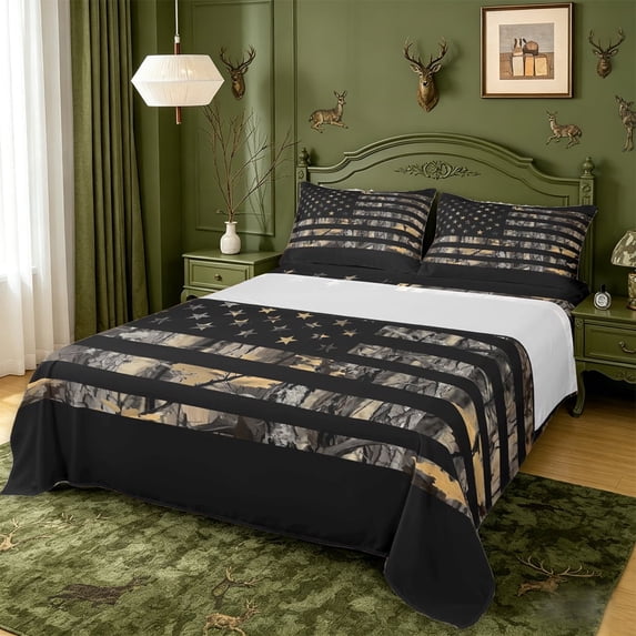 meiyoeat Boys Personalized Camo Gift King Sheets For Kids,Outdoor Camouflage Print Bedding,4-Piece