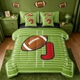 thumbnail image 1 of meiyoeat Boys Personalized Monogrammed Gifts 7-Piece Twin Bedding Sets For Football Lover,Rugby Sport Initial J Alphabet Bedding Comforter Set,black Reversible, 1 of 7