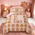 thumbnail image 1 of meiyoeat Brown Capybara Queen Comforter Set,Kawaii Animals Letter Print L Comforter Sets Queen,Pink Reversible,3Pcs,1 Comforter And 2 Pillowcases, 1 of 7