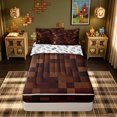 thumbnail image 1 of meiyoeat Brown Grid Zipper Twin Comforter Sets with Fitted Sheet and 2 Pillowcases for Kids Girls, Gaming Pixel Zipper Bedding Set for Bedroom, Gamepad ReversibleB, 1 of 6