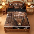 thumbnail image 1 of meiyoeat Brown Western Cowboy Zipper Twin Comforter Sets with Fitted Sheet and 2 Pillowcases For Boys,Rustic Cow Print Zipper Bedding Set,Reversible,4 Pieces, 1 of 7