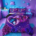 thumbnail image 1 of meiyoeat Butterfly Theme Monogram J Queen Comforter Set,Purple Neon Initial Art Comforter Sets Queen For Girl,Black Reversible,3Pcs,1 Comforter And 2 Pillowcases, 1 of 7
