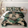 thumbnail image 1 of meiyoeat Camo Letter K Quilt King for Boys, Vintage Camouflage King Coverlet Set for Women, Green, 3 Pieces, 1 of 7