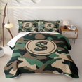 thumbnail image 1 of meiyoeat Camo Letter S Twin Quilt Set for Boys, Vintage Camouflage Twin Coverlet Set, Green, 2-Piece, 1 of 7
