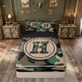 thumbnail image 1 of meiyoeat Camo Letter Zipper Comforter Set with Fitted Sheet and 2 Pillowcases for Kids, Vintage Camouflage Zipper Bedding Set for Kids, Green, Black Reversible, 3 Pieces, 1 of 6