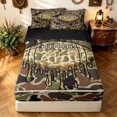 thumbnail image 1 of meiyoeat Camouflage Basketball Zipper Full Size Comforter Sets with Fitted Sheet and 2 Pillowcases for Boys, Dripping Sport Zipper Bedding Set, Green Brown, Black Reversible, 4-Piece, 1 of 7
