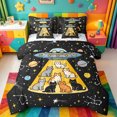 thumbnail image 1 of meiyoeat Cartoon Cat Galaxy 7-Piece Twin Bedding For Boys,Space Theme Kitten Print Bedding Comforter Set,Reversible, 1 of 7