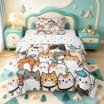 thumbnail image 1 of meiyoeat Cartoon Cat Pattern Twin Comforter Sets,Cute Print Bedding Set,Polkadot Reversible,2pcs,1 Comforter and 1 Pillowcase, 1 of 7