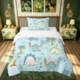thumbnail image 1 of meiyoeat Cartoon Dino Twin Comforter Sets for Kids, Tropical Spinosaurus Wildlife Bedding Set, Sky Blue, Reversible, 2pcs, 1 Comforter and 1 Pillowcase, 1 of 6