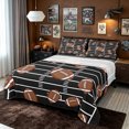 thumbnail image 1 of meiyoeat Cartoon Football Queen Sheets for Boys, Field Sport Queen Sheet Sets, Black Brown, 4-Piece, 1 Flat Sheet, 1 Fitted Sheet and 1 Pillowcase, 1 of 5