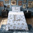 thumbnail image 1 of meiyoeat Cartoon Honeycomb L Letter Twin Sheets for Boys, Cute Football Lover Bedding, 3pcs, 1 Flat Sheet, 1 Fitted Sheet and 1 Pillowcase, 1 of 6