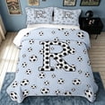 thumbnail image 1 of meiyoeat Cartoon Honeycomb R Letter Twin Quilt Set for Boys, Cute Football Lover Twin Coverlet Set, 2pcs, 1 Comforter and 1 Pillowcase, 1 of 7