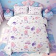thumbnail image 1 of meiyoeat Cartoon Mermaid Print Bed Spread Queen For Girls,Magic Ocean Animals Queen Coverlet Set,3 Pieces,1 Quilt and 2 Pillowcases, 1 of 7
