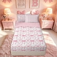 thumbnail image 1 of meiyoeat Cartoon Pink Bow Zipper Full Size Comforter Sets with Fitted Sheet and 2 Pillowcases for Kids Girls, Cartoon Butterfly Ribbon Zipper Bedding Set, Pink ReversibleG, 1 of 6