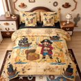 thumbnail image 1 of meiyoeat Cartoon Pirate Adventure 7-Piece Twin Bedding,Ship Treasure Chest Bedding Comforter Set For Boys,Beige Brown,Black Reversible, 1 of 7